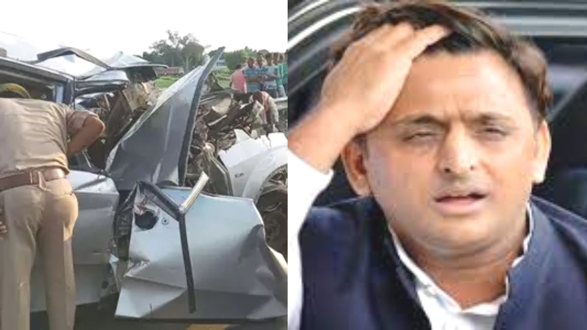 अखिलेश यादव के काफ़िले का हादसा,बाल-बाल बचे अखिलेश